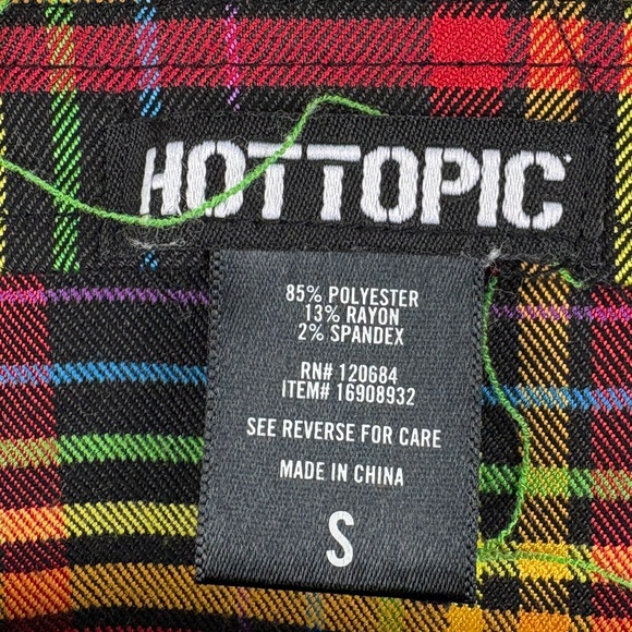 Hot Topic Rainbow Grid Colorful Plaid Utility Shortall Overalls - Picture 4 of 9